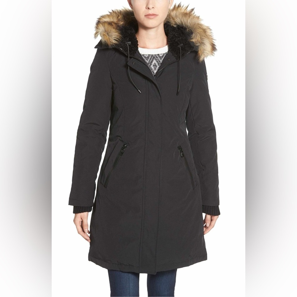 Vince Camuto Down and Feather Parka, Black, Sz Small